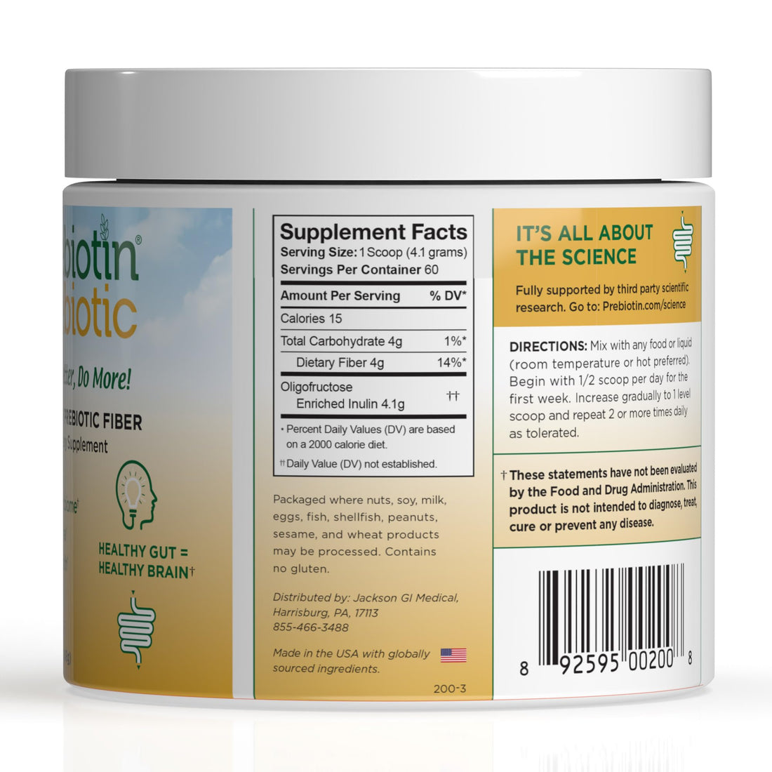Prebiotin Prebiotic Fiber Supplement Powder 8.68 oz Supports Digestive Health High Fiber, Boosts Probiotics, Reduces Hunger All-Natural, Gluten-Free - PrimeBioHealth - canada supplements