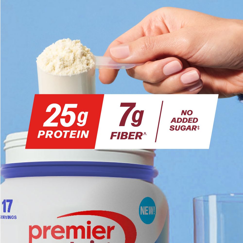 Premier Protein Powder Plus Fiber, Vanilla, 25g Protein, 7g Fiber to Support Gut Health, No Added Sugar (17 Servings) - PrimeBioHealth - canada supplements