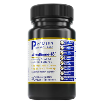 Premier Research Labs MicroBiome-18 - Probiotics for Digestive Health, Probiotics with Lactobacillus Acidophilus for Women and Men, Reuteri for Healthy Gut - PrimeBioHealth - canada supplements