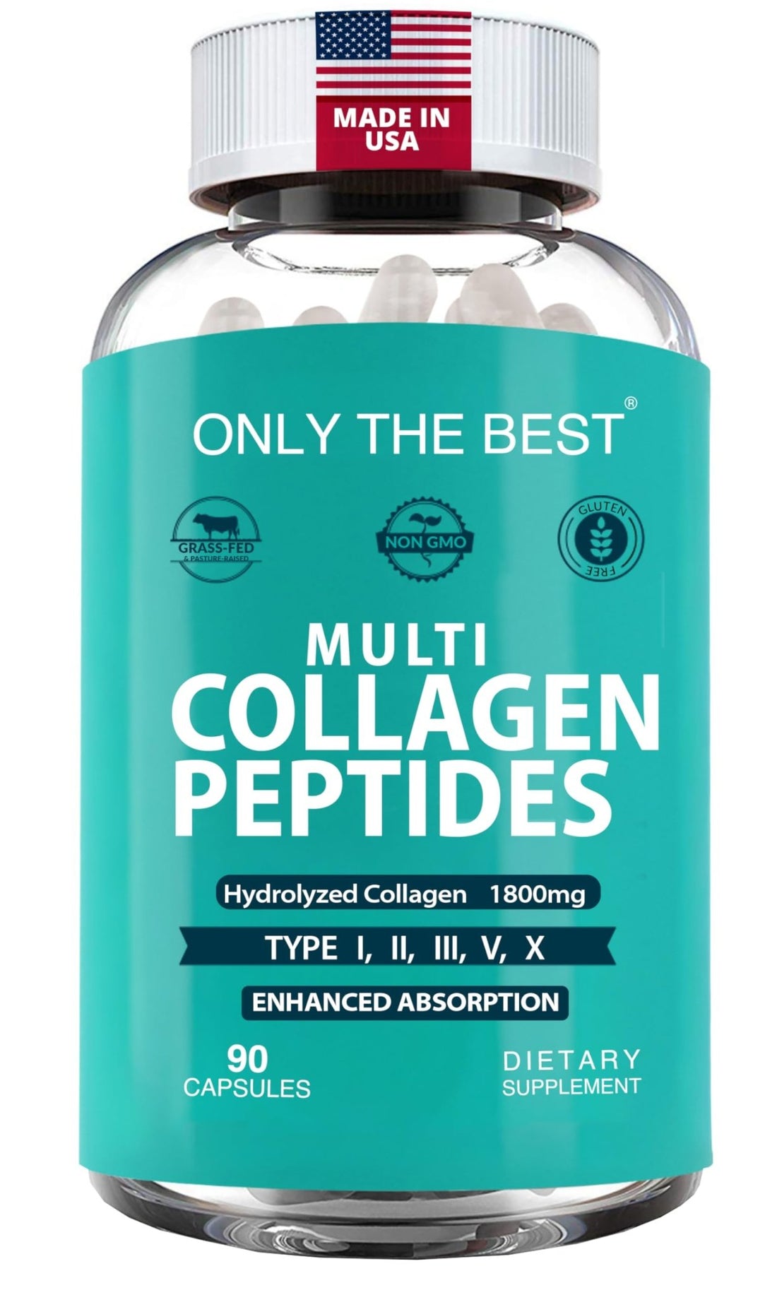 Premium Multi Collagen Peptides Capsules 1800mg - Types I, II, III, V, X To Support Skin, Hair, Nails - Helps Bones, Joints, Muscles, & Digestive Health - PrimeBioHealth - canada supplements