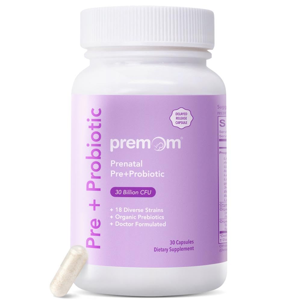 Premom Prenatal Prebiotics & Probiotics for Women, 30 Billion CFU, 18 Strains, Organic Prebiotic & Womens Probiotic, Vaginal, Gut, & Digestive Health + Immune Support Supplement - PrimeBioHealth - canada supplements