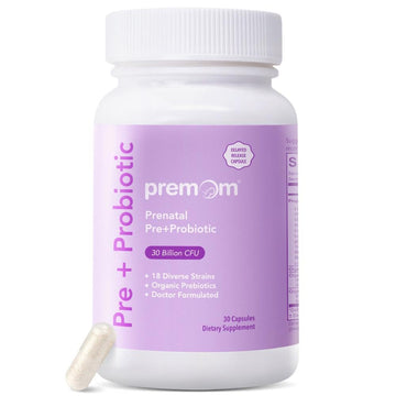 Premom Prenatal Prebiotics & Probiotics for Women, 30 Billion CFU, 18 Strains, Organic Prebiotic & Womens Probiotic, Vaginal, Gut, & Digestive Health + Immune Support Supplement - PrimeBioHealth - canada supplements