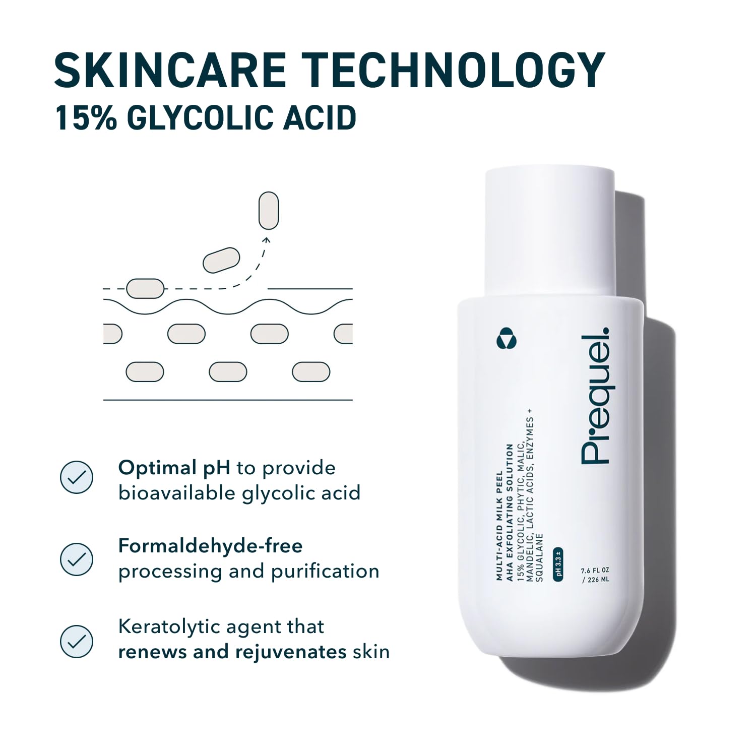Prequel Skin Multi-Acid Milk Peel, Professional Exfoliating Solution. 15% Glycolic Acid Face Peel with Lactic Acid and Enzymes - PrimeBioHealth - canada supplements
