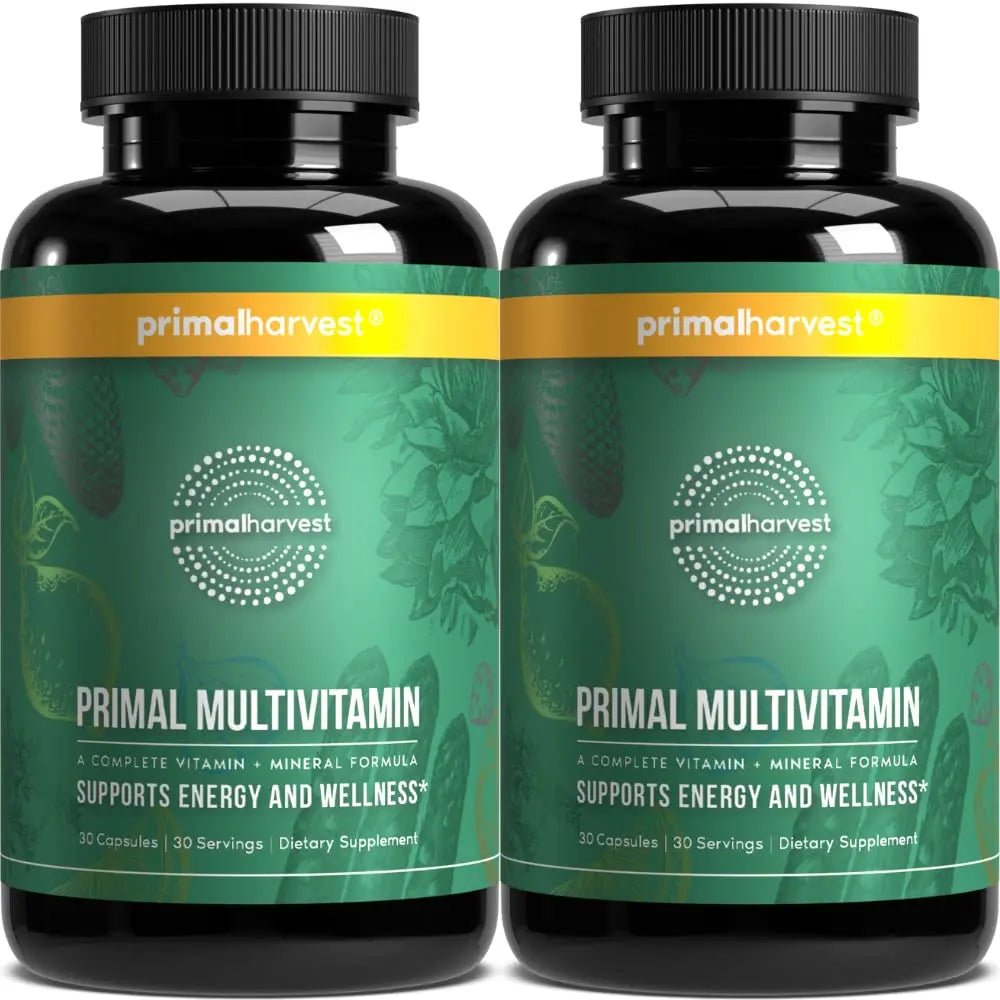 Primal Harvest Primal Multivitamin - Daily Multi-Vitamin Supplement with 21 Essential Vitamins & Minerals for Women & Men (2 Pack (30 Count)) - PrimeBioHealth - canada supplements