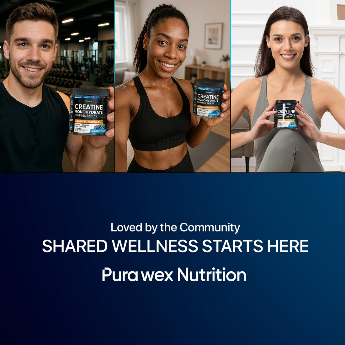 PURA WEX NUTRITION Creatine Monohydrate Gummies 8500mg Complex for Men & Women - Pre Workout Creatine Chews for Muscle Growth, Strength & Energy, - PrimeBioHealth - canada supplements