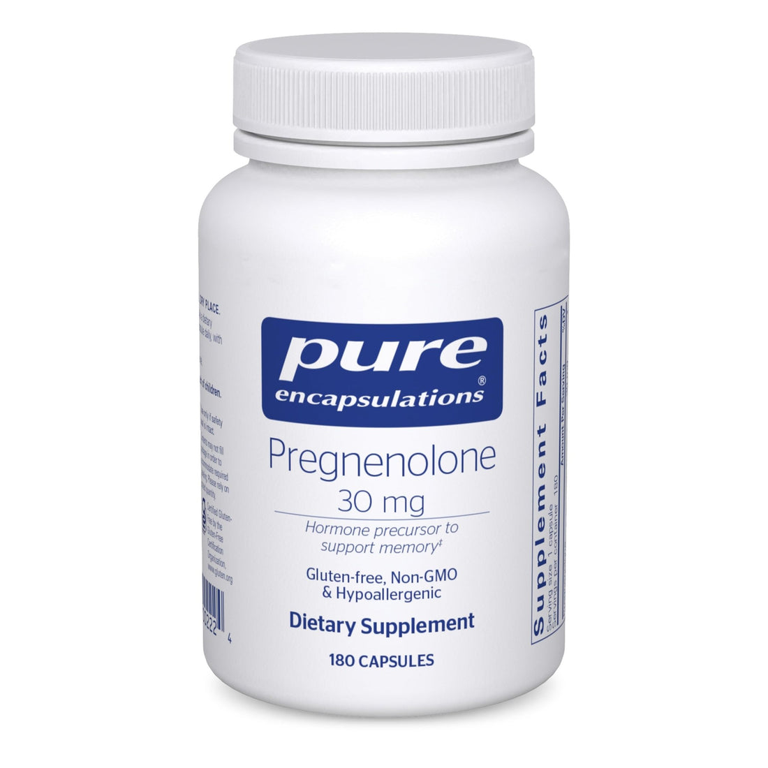 Pure Encapsulations Pregnenolone - 30 mg - Hormone Support - Memory Support - Gluten Free & Vegan - 180 Capsules - PrimeBioHealth - canada supplements