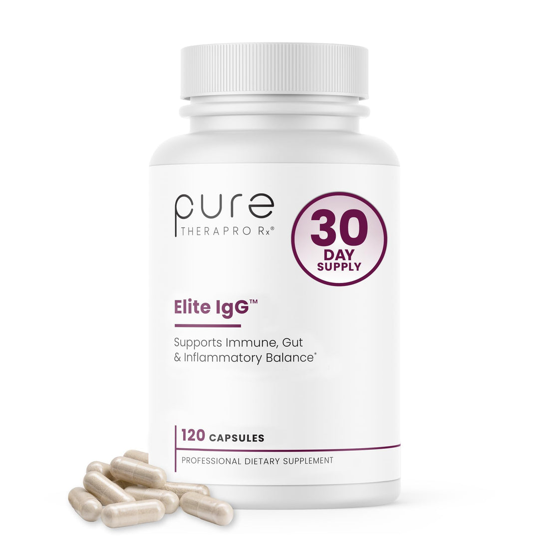 Pure Therapro Rx Elite IgG Immunoglobulin Supplement, 120 Caps - Gut Health & Immune Support, 1100 mg IgG, IGA & IgM, Sunflower Lecithin | Dairy & Gluten - PrimeBioHealth - canada supplements