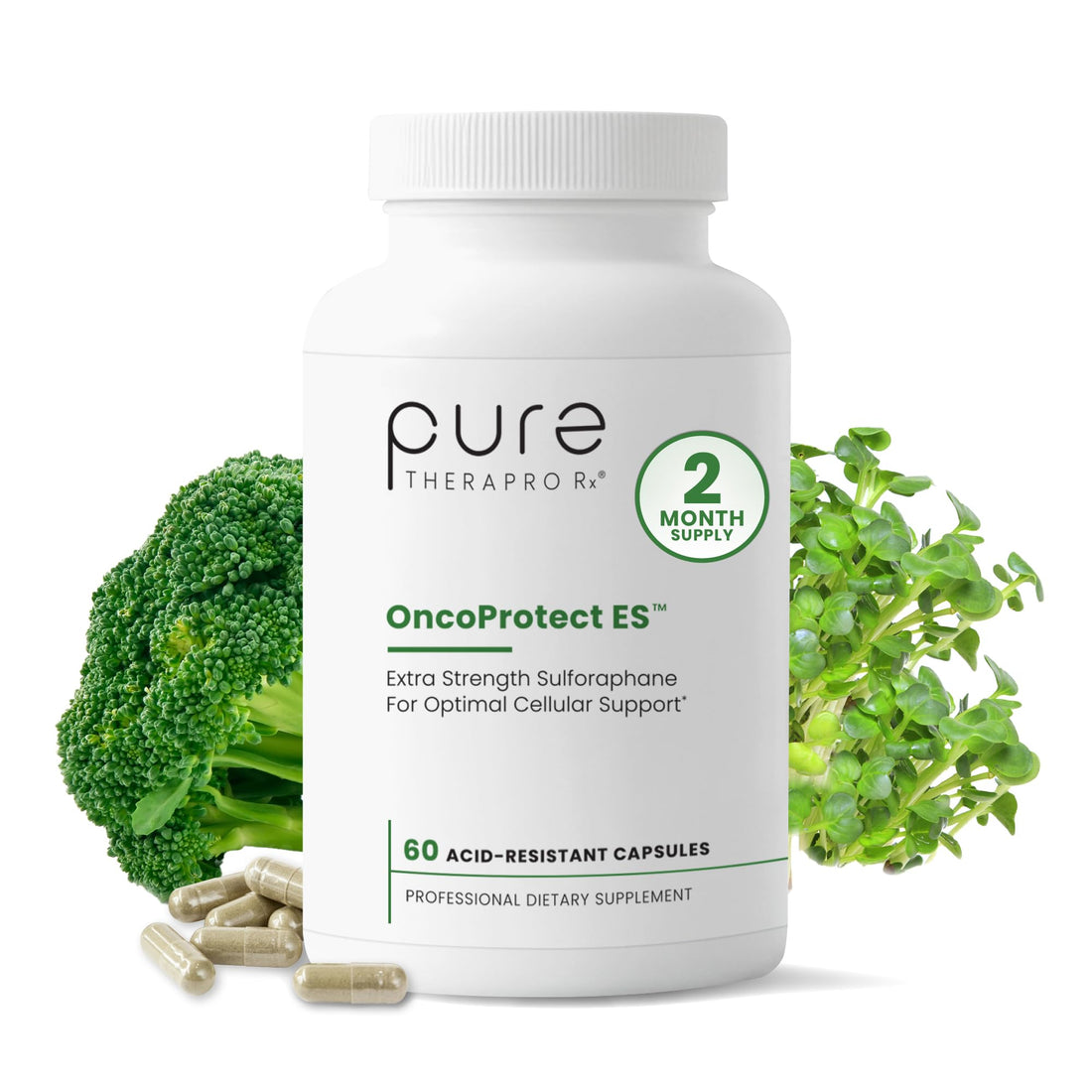 Pure Therapro Rx Extra Strength Sulforaphane Supplement from Broccoli Seed Extract | Made in USA | ONE Capsule Per Serving (Other Brands are 2 Caps!) | 3rd Party Tested | OncoProtect ES - PrimeBioHealth - canada supplements
