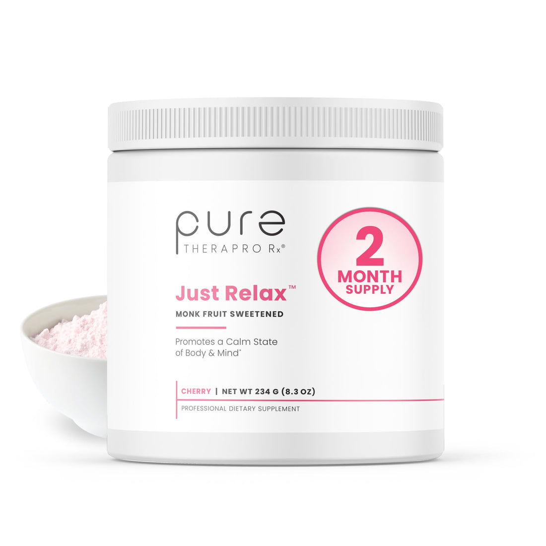 Pure Therapro Rx Just Relax Cherry - 60 Servings | Supports Relaxed Mood & Healthy Blood Pressure | Myo-inositol, Di-Magnesium Malate, GABA, Taurine, & L-Theanine - PrimeBioHealth - canada supplements
