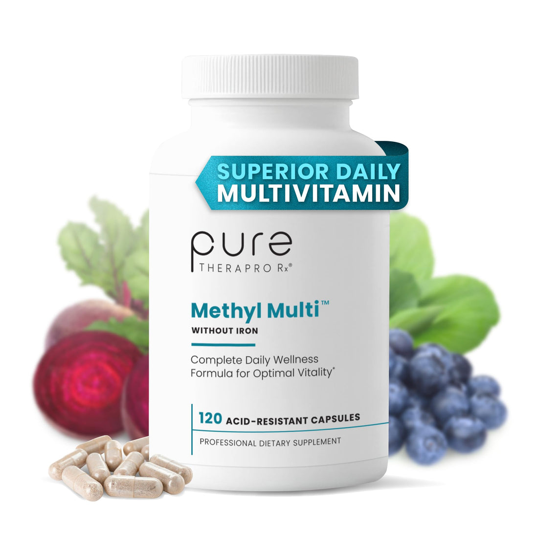 Pure Therapro Rx Methylated Multivitamin for Men and Women | Made in USA | Methyl Multi Without Iron Methyl B12 & Methylfolate | 240 Capsules, 4-Month Supply - PrimeBioHealth - canada supplements