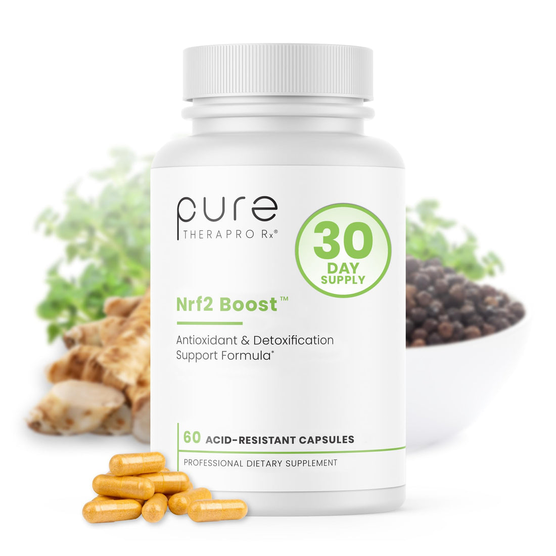 Pure TheraPro Rx Nrf2 Boost - NRF-2 Activator with Patented Sulforaphane, Curcumin, Green Tea & Trans-Pterostilbene | Antioxidant Supplement to Reduce Oxidative Stress, Made in USA (60 Vegan Capsules) - PrimeBioHealth - canada supplements