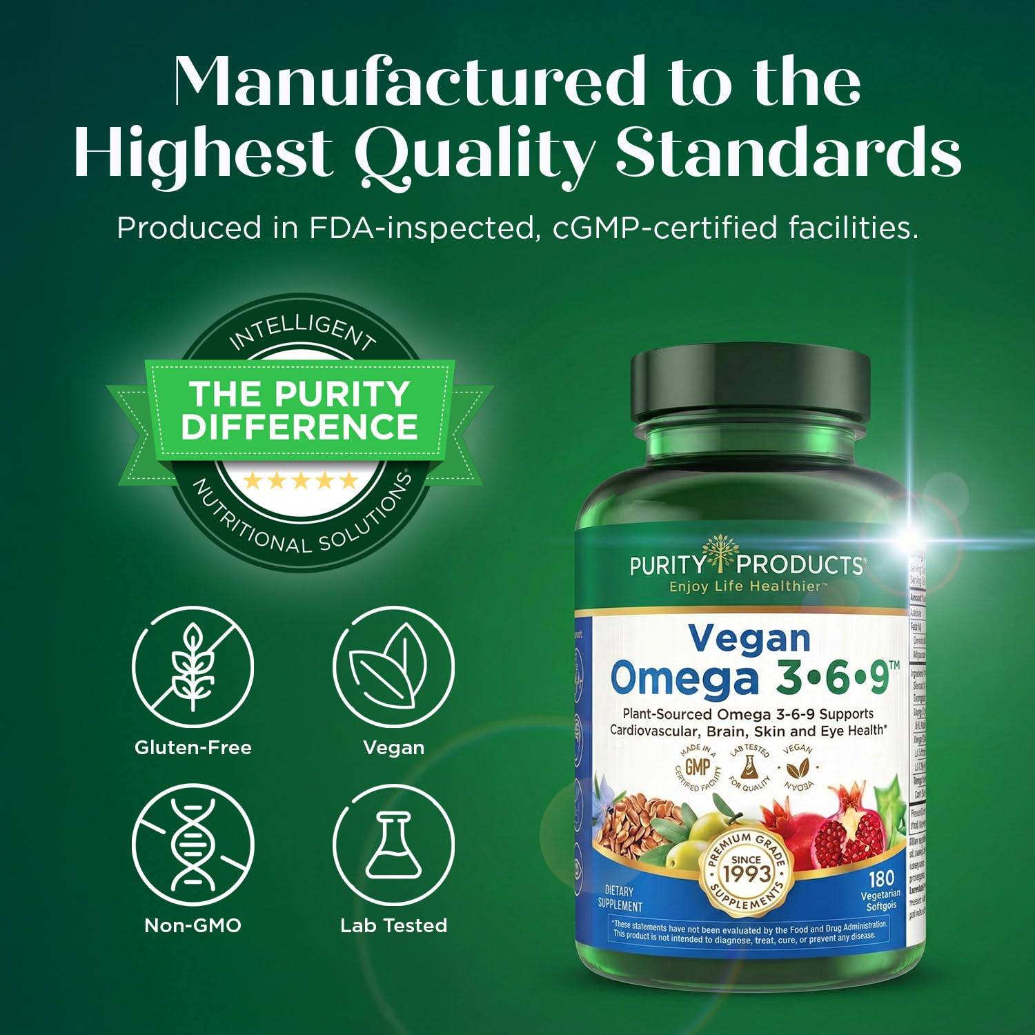 Purity Products Vegan Omega 3 6 9 Formula - “5 in 1” Essential Fatty Acid Complex - Scientifically Formulated Plant-Based Vegan Omega 3-6-9 Essential Fatty Acids - PrimeBioHealth - canada supplements