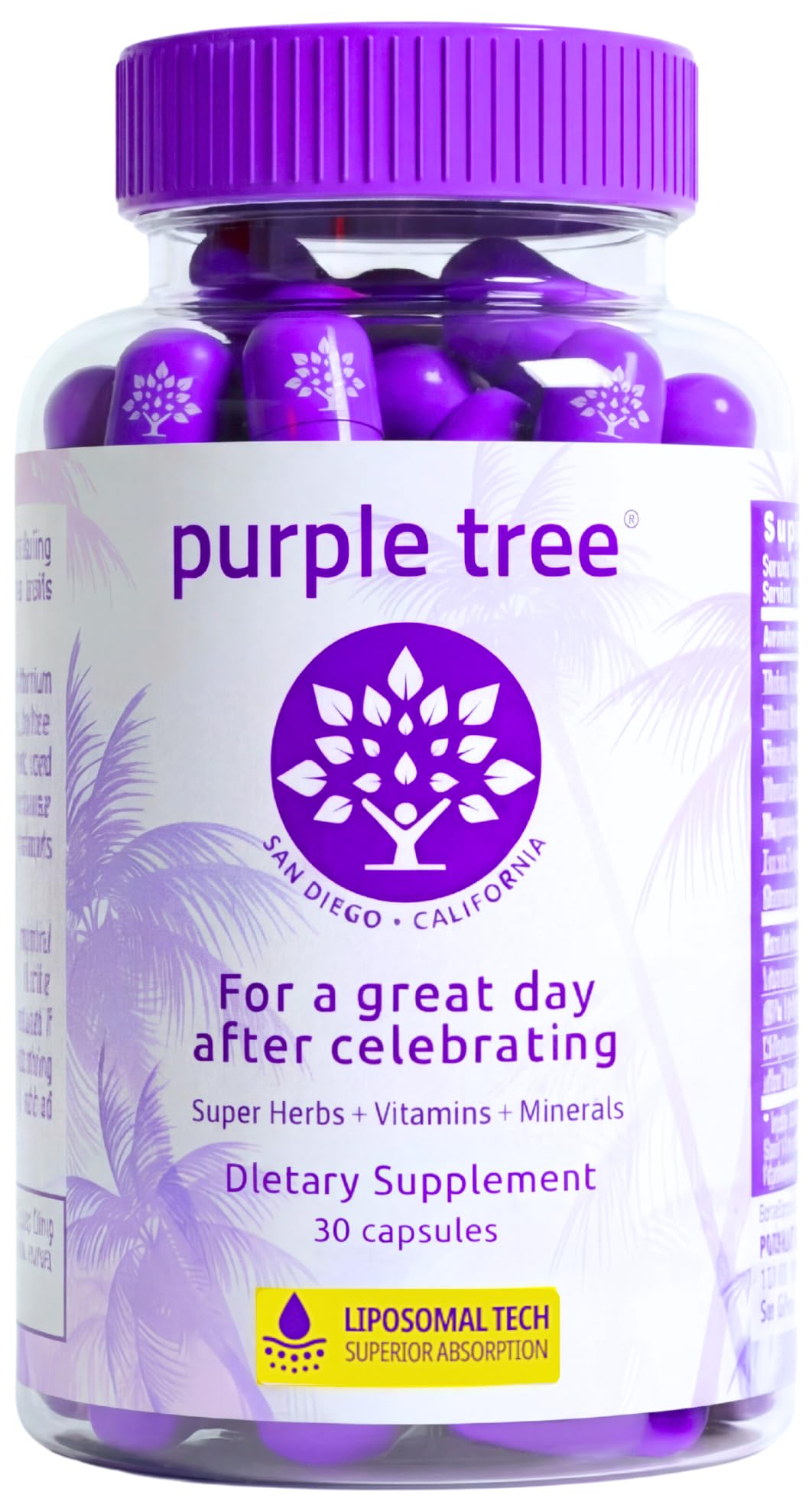 purple tree Post-Celebration Wellness Supplement for Liver Support & Hydration | Liposomal Dihydromyricetin (DHM), L-Glutathione, Milk Thistle - PrimeBioHealth - canada supplements