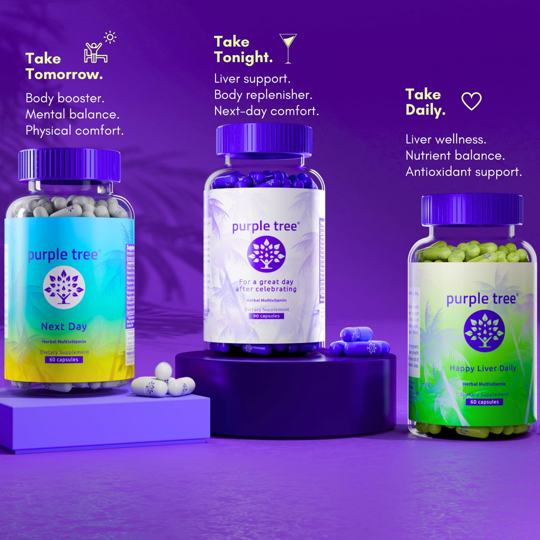 purple tree Post-Celebration Wellness Supplement for Liver Support & Hydration | Liposomal Dihydromyricetin (DHM), L-Glutathione, Milk Thistle - PrimeBioHealth - canada supplements