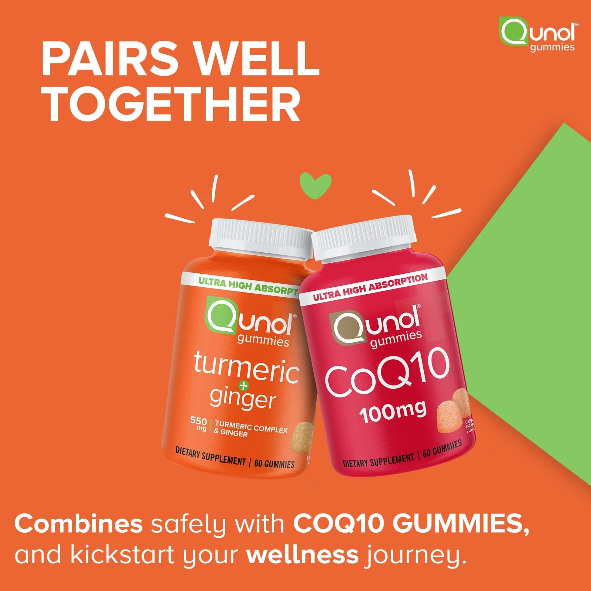 Qunol Turmeric and Ginger Gummies - Joint Support Supplement with Ultra High Absorption, 90 Count Vegan and Gluten Free Gummies - PrimeBioHealth - canada supplements