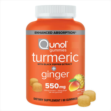 Qunol Turmeric and Ginger with Black Pepper Gummies, Turmeric Curcumin Supplement, Joint Health Support Gummy, 90ct Gummies - PrimeBioHealth - canada supplements