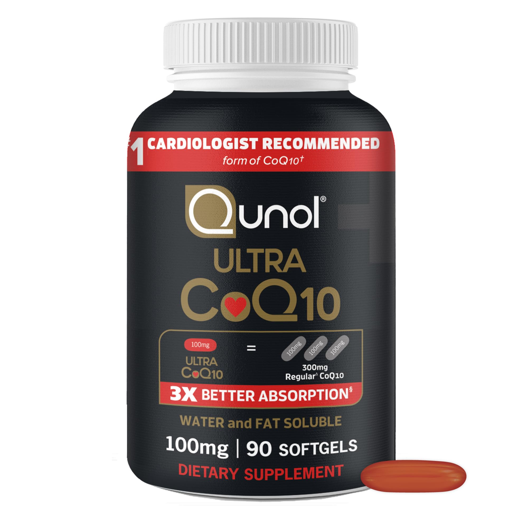 Qunol Ultra CoQ10 100mg Softgels- 3x Better Absorption, Antioxidant for Heart Health & Energy Production, Coenzyme Q10 Vitamins - PrimeBioHealth - canada supplements
