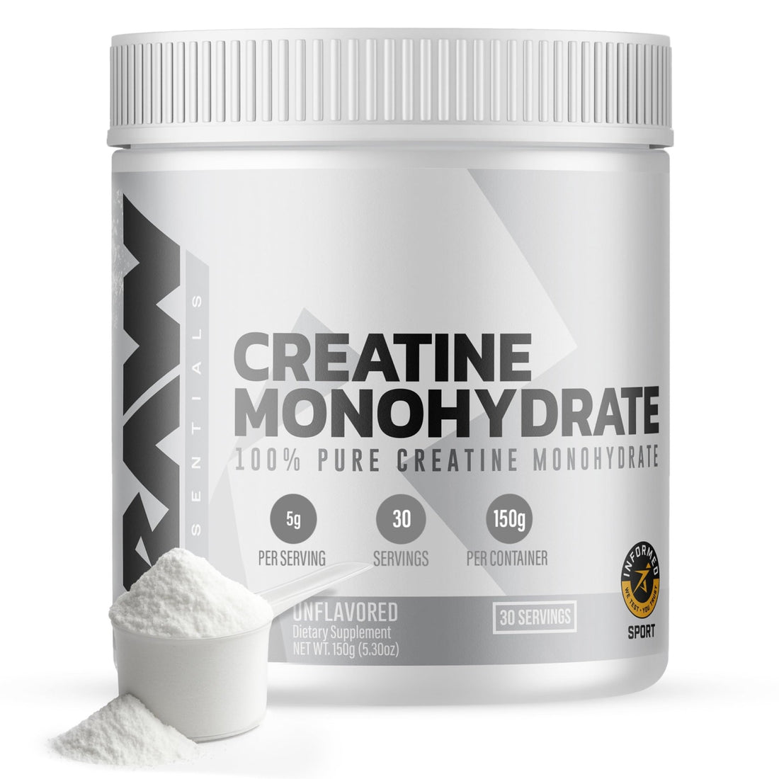 RAW Nutrition Creatine Monohydrate Powder, Unflavored (30 Servings) - Micronized Creatine Monohydrate Supplement for Workout Performance, Build Muscle & Strength - PrimeBioHealth - canada supplements