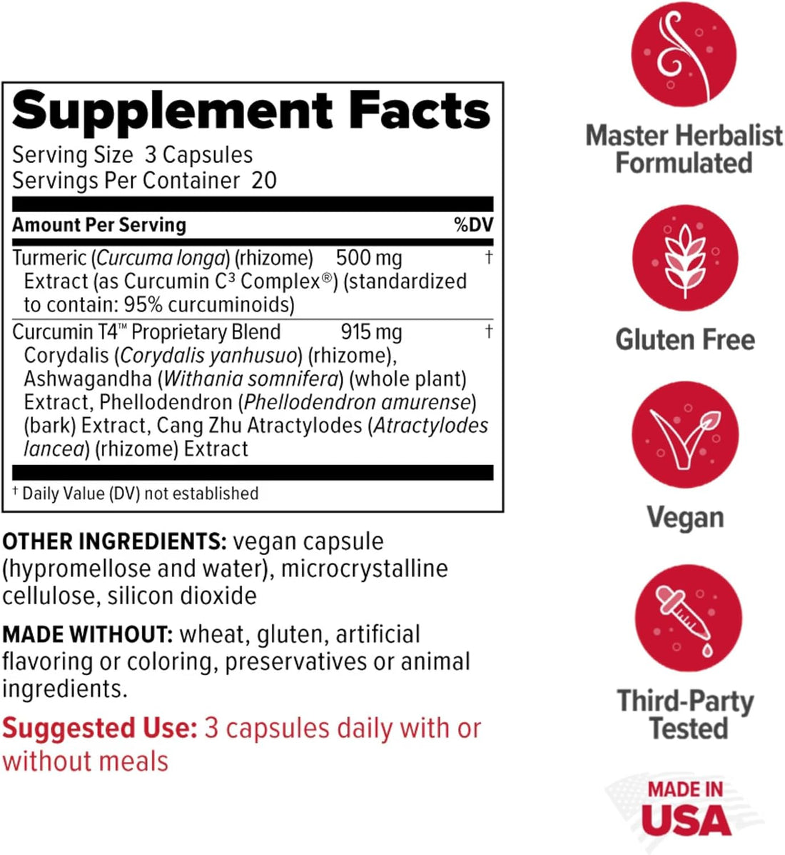 Redd Remedies, Curcumin T4, Advanced Turmeric Formula, 60 Vegan Capsules - PrimeBioHealth - canada supplements