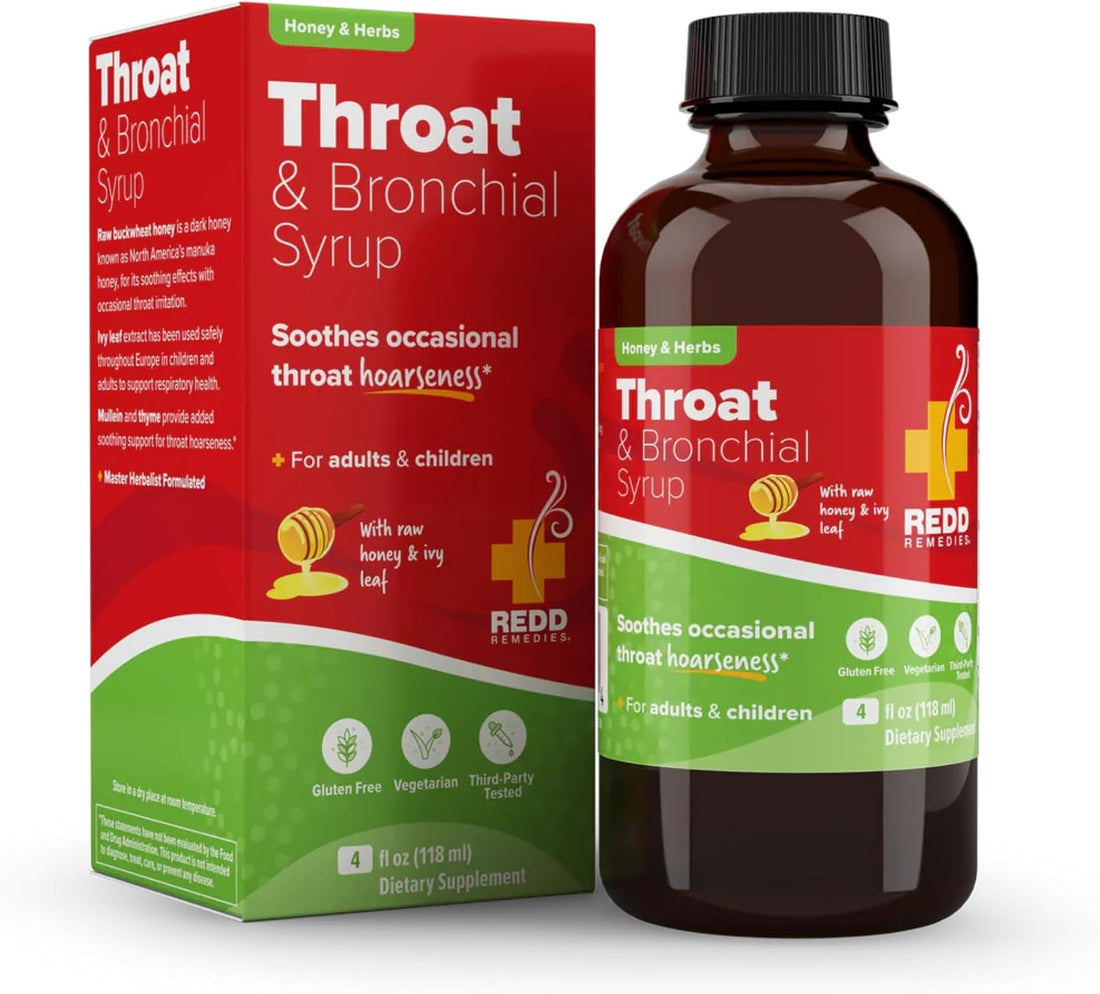 Redd Remedies, Throat & Bronchial Syrup, Honey & Herbs, 4 oz (24 Doses) - PrimeBioHealth - canada supplements