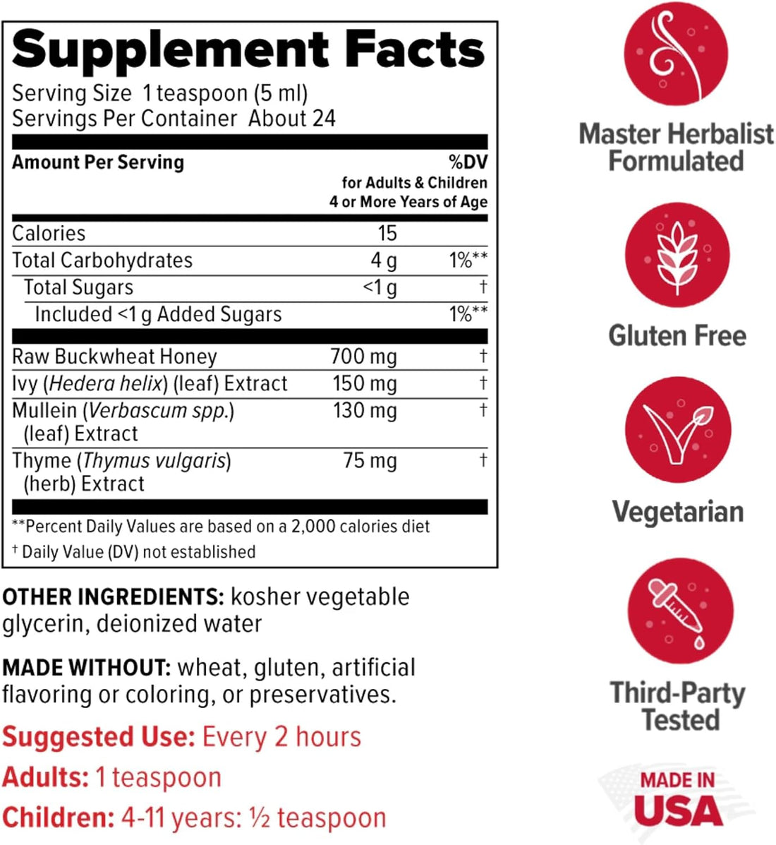 Redd Remedies, Throat & Bronchial Syrup, Honey & Herbs, 4 oz (24 Doses) - PrimeBioHealth - canada supplements