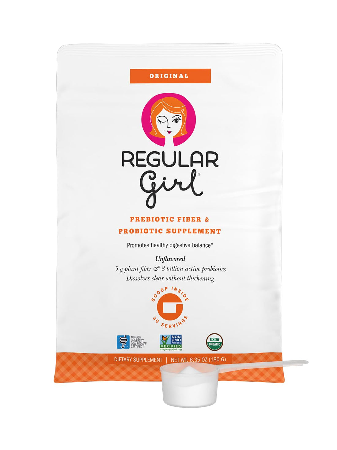 Regular Girl Organic Powder, Prebiotic Fiber Supplement and Probiotics for Women, Low FODMAP, 30 Servings, Unflavored - PrimeBioHealth - canada supplements