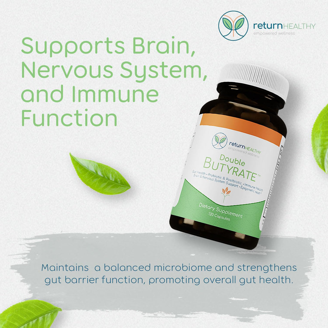 Return Healthy Double Butyrate Gut Health Supplement | Probiotic & Postbiotic Digestive Supplements for Gut Support | Enhances Immune, Brain, - PrimeBioHealth - canada supplements