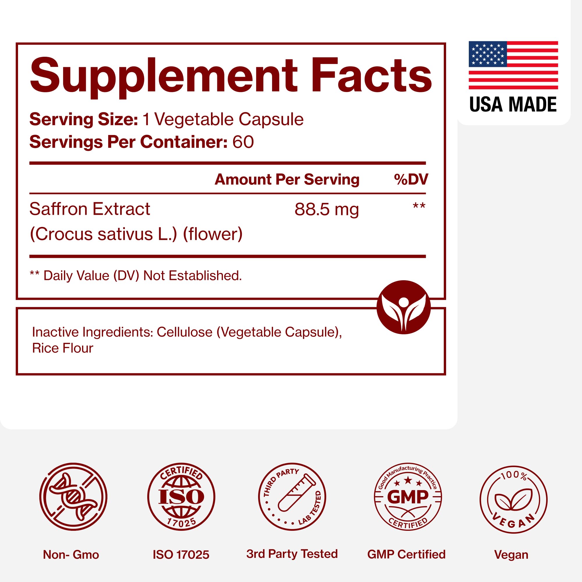 Saffron Supplements - 100% Pure Saffron Extract Capsules - Boost Energy & Mood, Support Eye & Heart Health - PrimeBioHealth - canada supplements