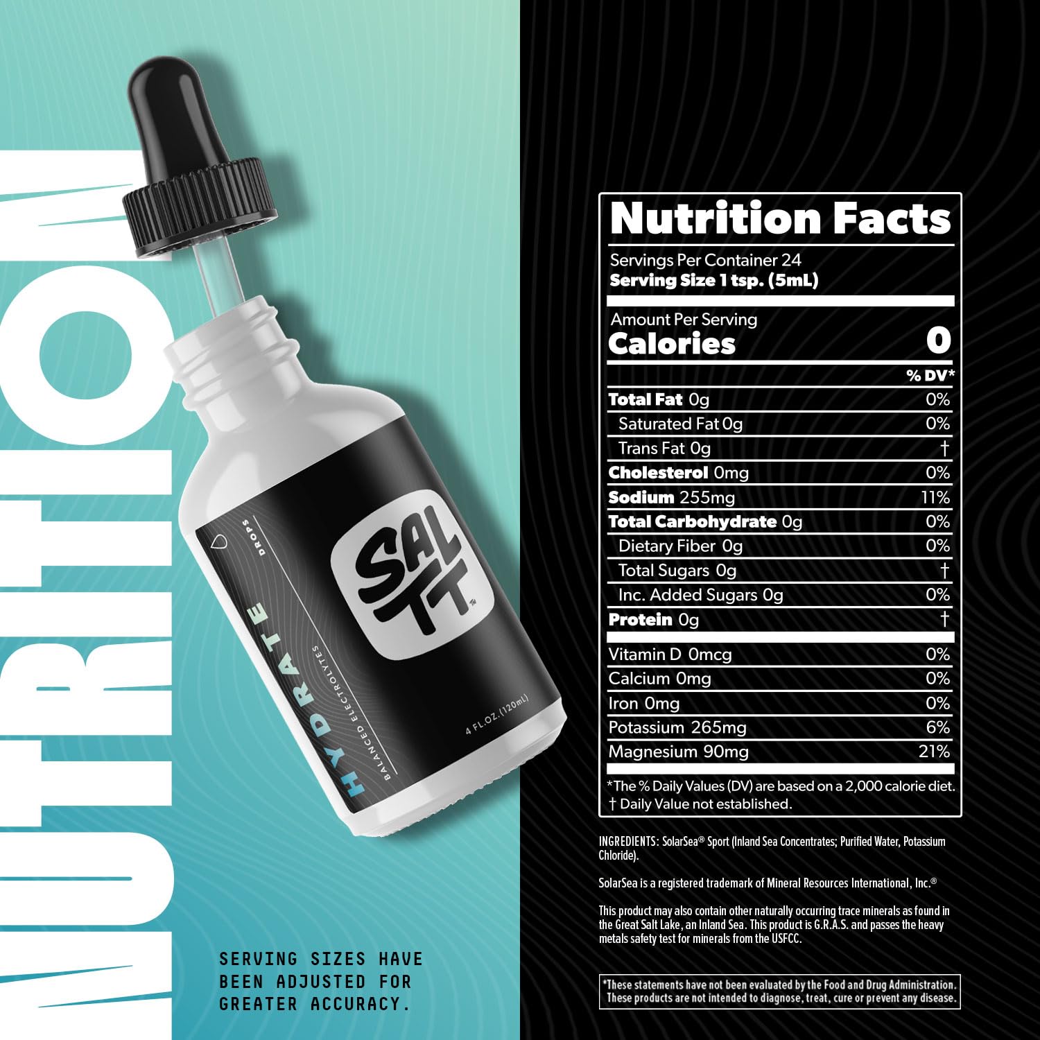 SALTT - Hydrate (4 oz) - Electrolytes Drops - Energy Boost - Sodium, Potassium, Magnesium, Zinc, Copper - Unflavored - Ultra Low Carb - Zero Sugar, Vegan, - PrimeBioHealth - canada supplements