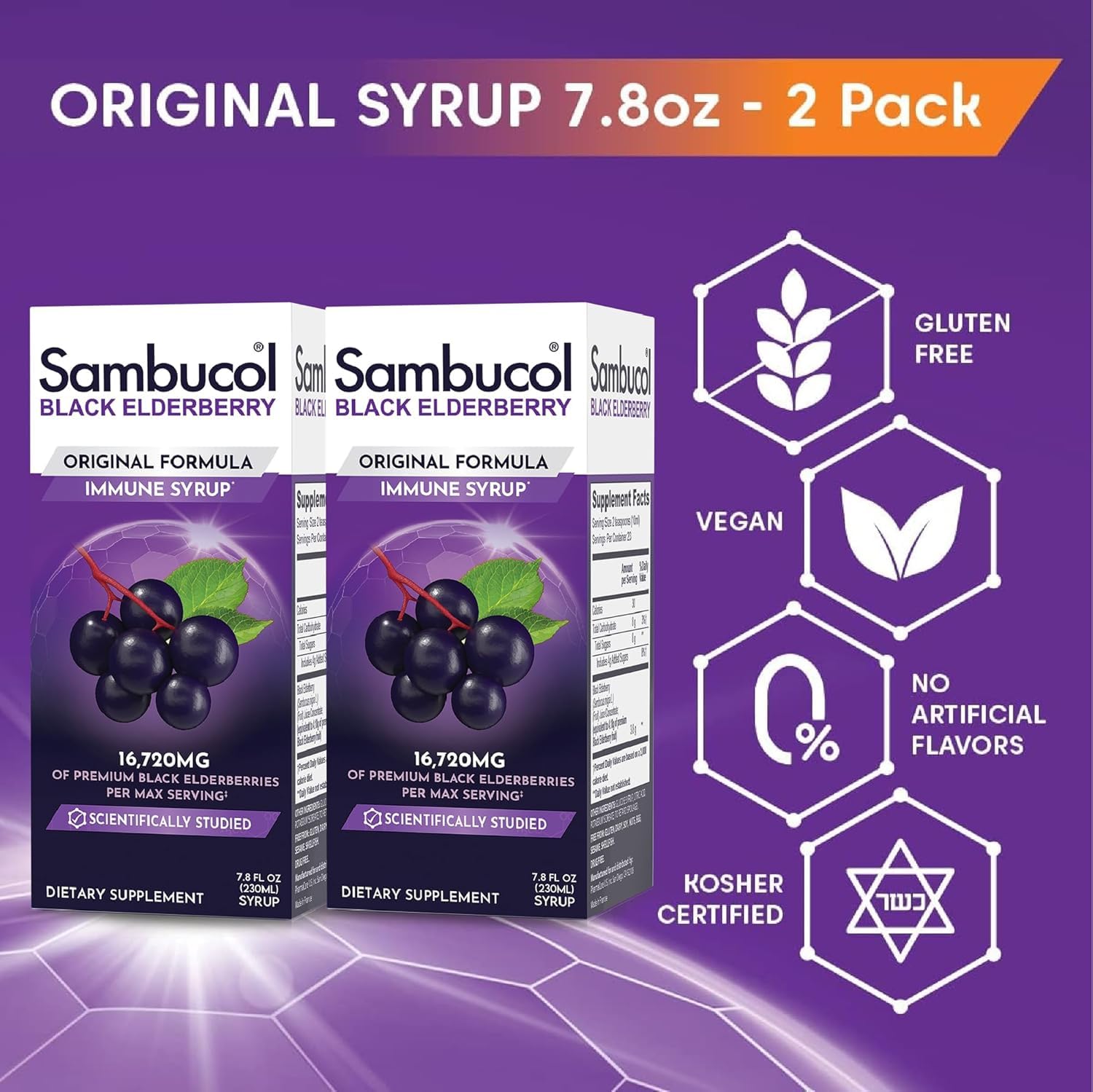 Sambucol Black Elderberry Syrup - Black Elderberry Liquid, Immune Support for Kids and Adults, High Antioxidants, Gluten Free - PrimeBioHealth - canada supplements