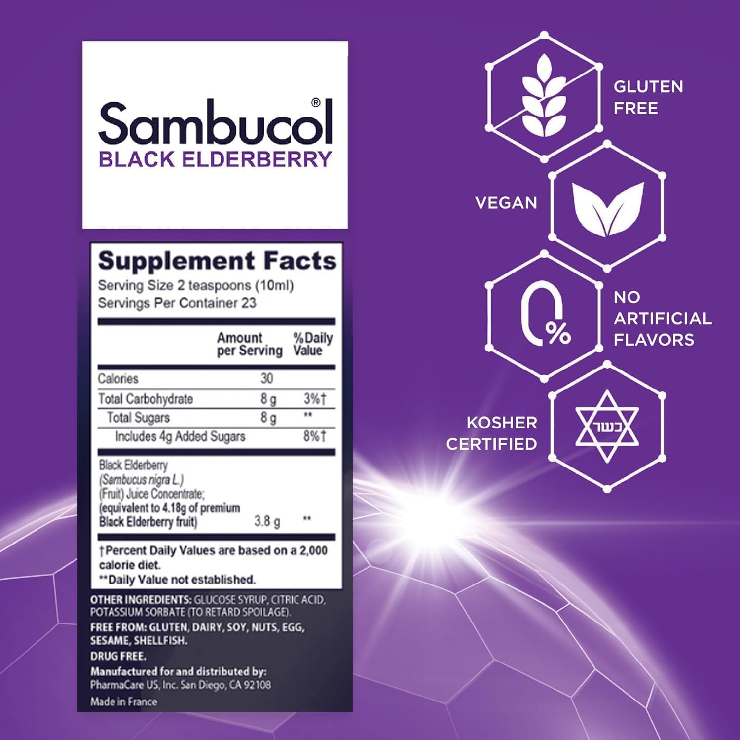 Sambucol Black Elderberry Syrup - Black Elderberry Liquid, Immune Support for Kids and Adults, High Antioxidants, Gluten Free - PrimeBioHealth - canada supplements