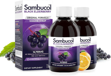 Sambucol Black Elderberry Syrup - Black Elderberry Liquid, Immune Support for Kids and Adults, High Antioxidants, Gluten Free - PrimeBioHealth - canada supplements