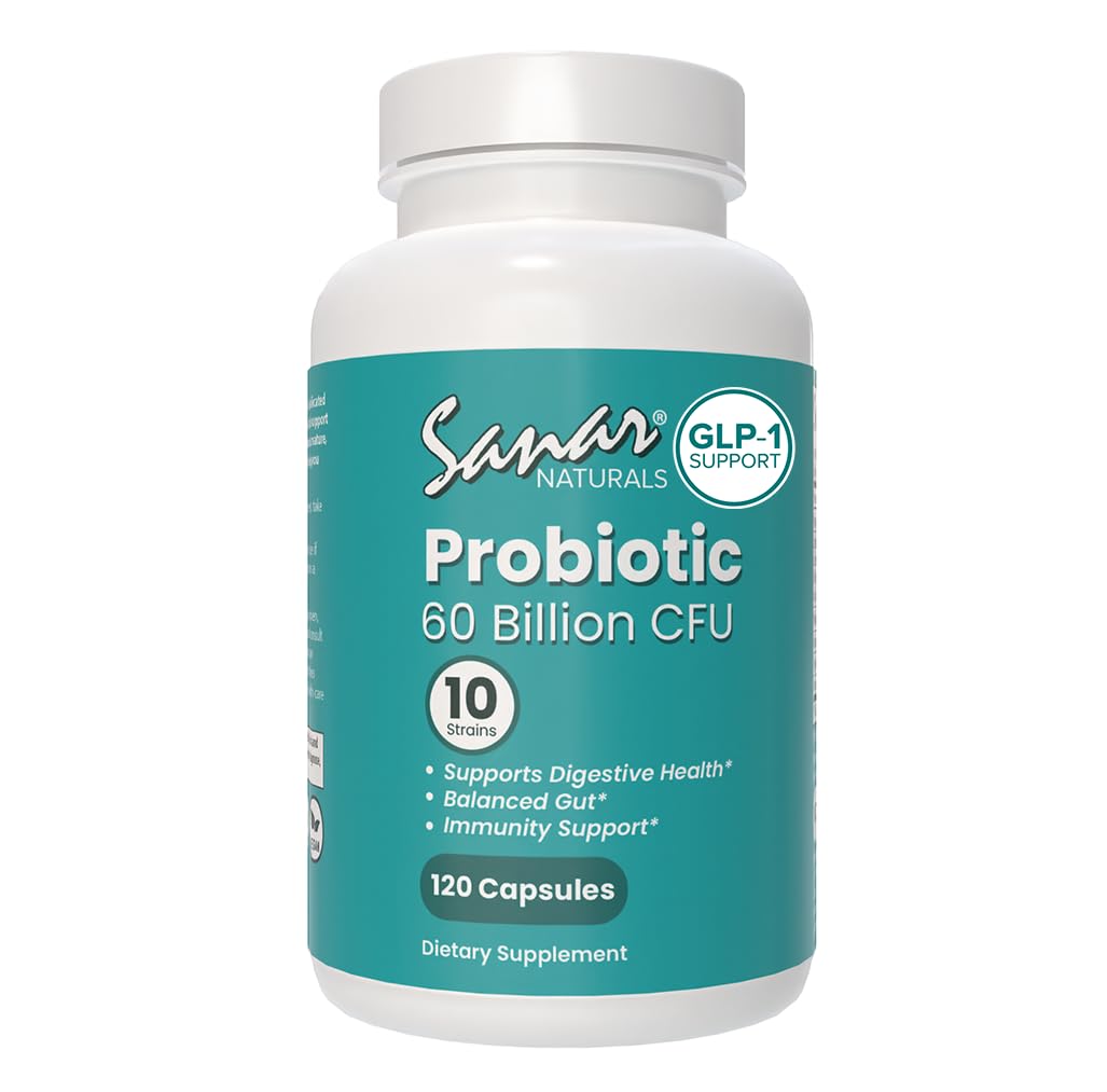 Sanar Naturals Probiotics 60 Billion CFU – Support, Digestive & Gut Health - Probiotics for Women and Men - Vegan, Non-GMO, Gluten Free, 120 Capsules - PrimeBioHealth - canada supplements