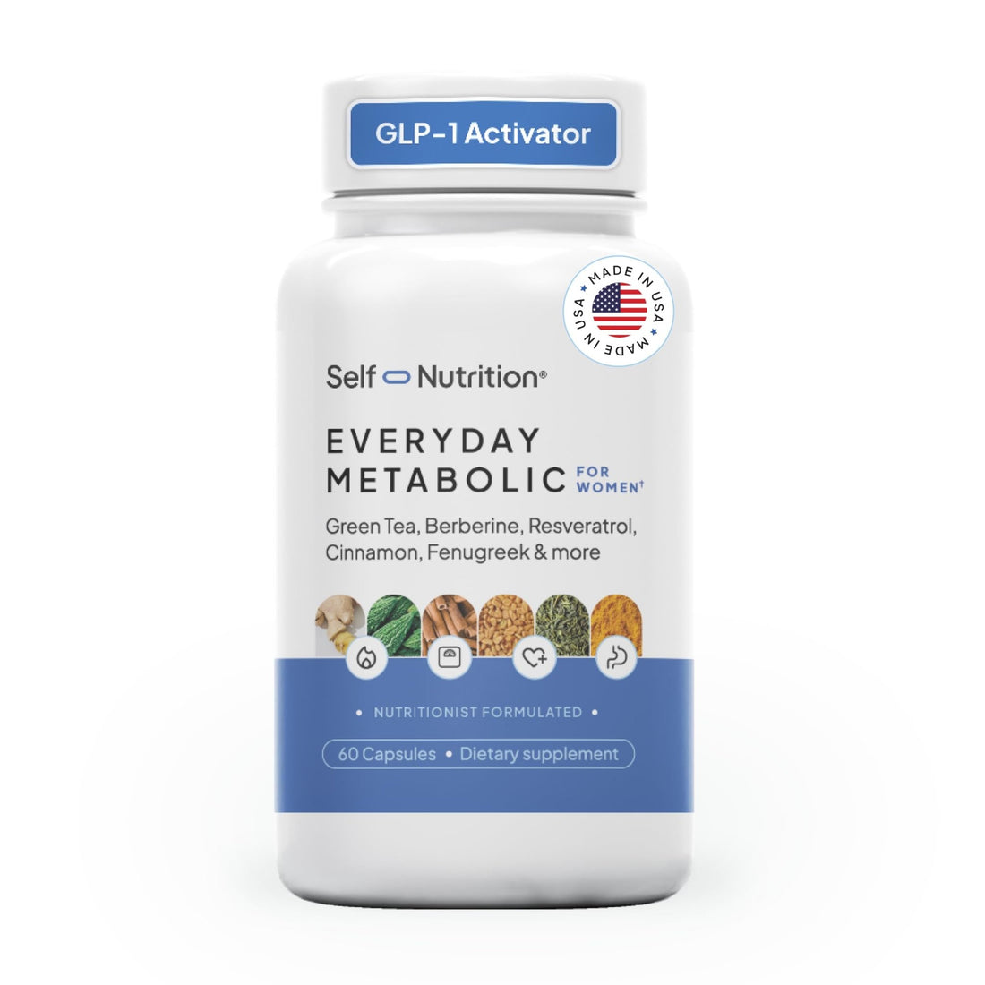 SELF NUTRITION Natural Supplement for Women – Third-Party Tested - Metabolism & Appetite Support with Berberine, Green Tea, Cinnamon & Resveratrol - PrimeBioHealth - canada supplements
