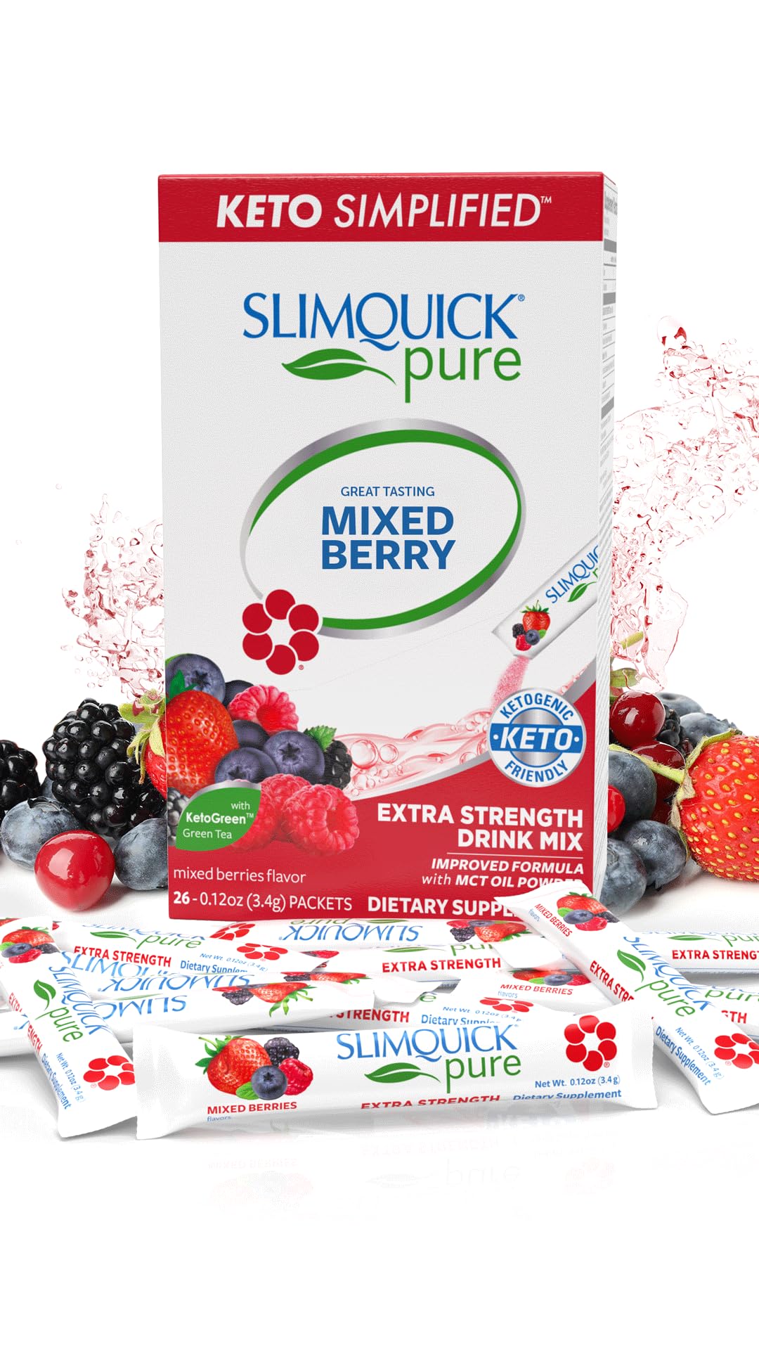Slimquick Pure 3x Extra Strength Mixed Berry Drink Mix for Women to Help Achieve , 26 Count - PrimeBioHealth - canada supplements