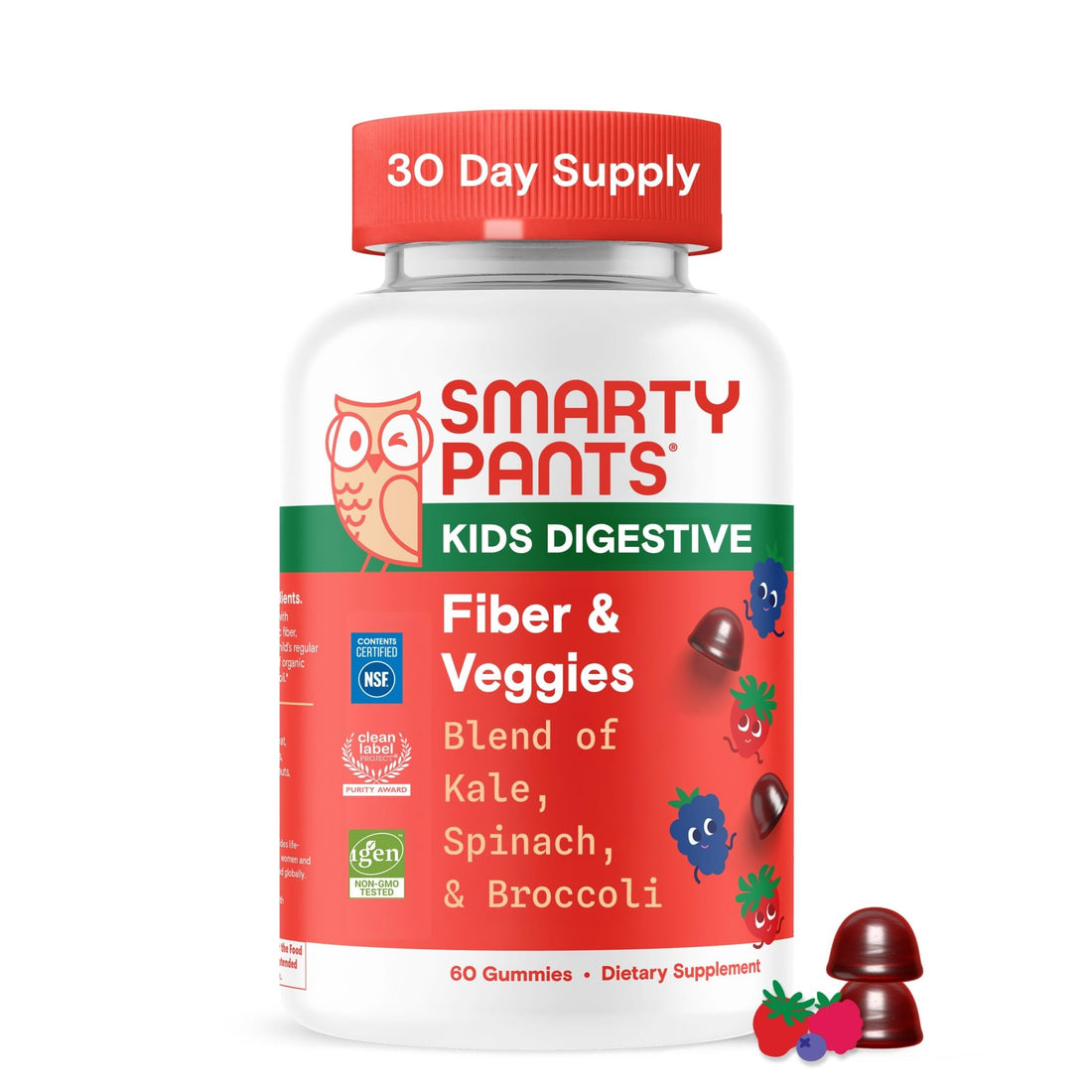 SmartyPants Kids Fiber & Veggies: Prebiotic Fiber Gummies for Kids, Fiber Supplement with Inulin, Organic Green Veggie Blend, Vegan, Gluten Free - PrimeBioHealth - canada supplements