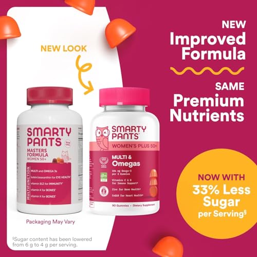 SmartyPants Multivitamin Gummy for Women 50 and Over, Omega 3 (DHA/EPA), Methylfolate, CoQ10, Vitamin D3, C, Vitamin B12, B6, A, K, Biotin - PrimeBioHealth - canada supplements
