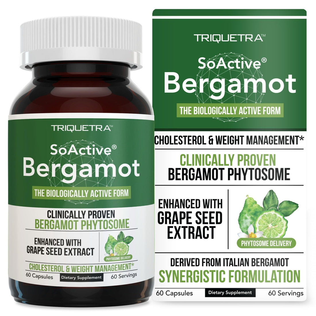 SoActive Bergamot: 2.5X More Effective, Italian Citrus Bergamot Phytosome - Clinically Validated | Enhanced with Grape Seed Extract - PrimeBioHealth - canada supplements