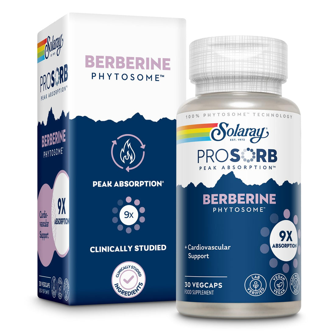 SOLARAY Berberine Phytosome - 9X Absorption and Easy-to-Digest - Standardized to 30% Berberine HCl - Vegan, Made Without Soy - PrimeBioHealth - canada supplements