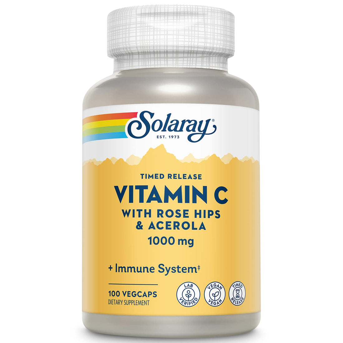 SOLARAY Vitamin C 1000mg - Time Release Vitamin C Capsules w/Rose HIPS and Acerola for Bioflavonoid Support - Two-Stage, All-Day Immune Support - PrimeBioHealth - canada supplements