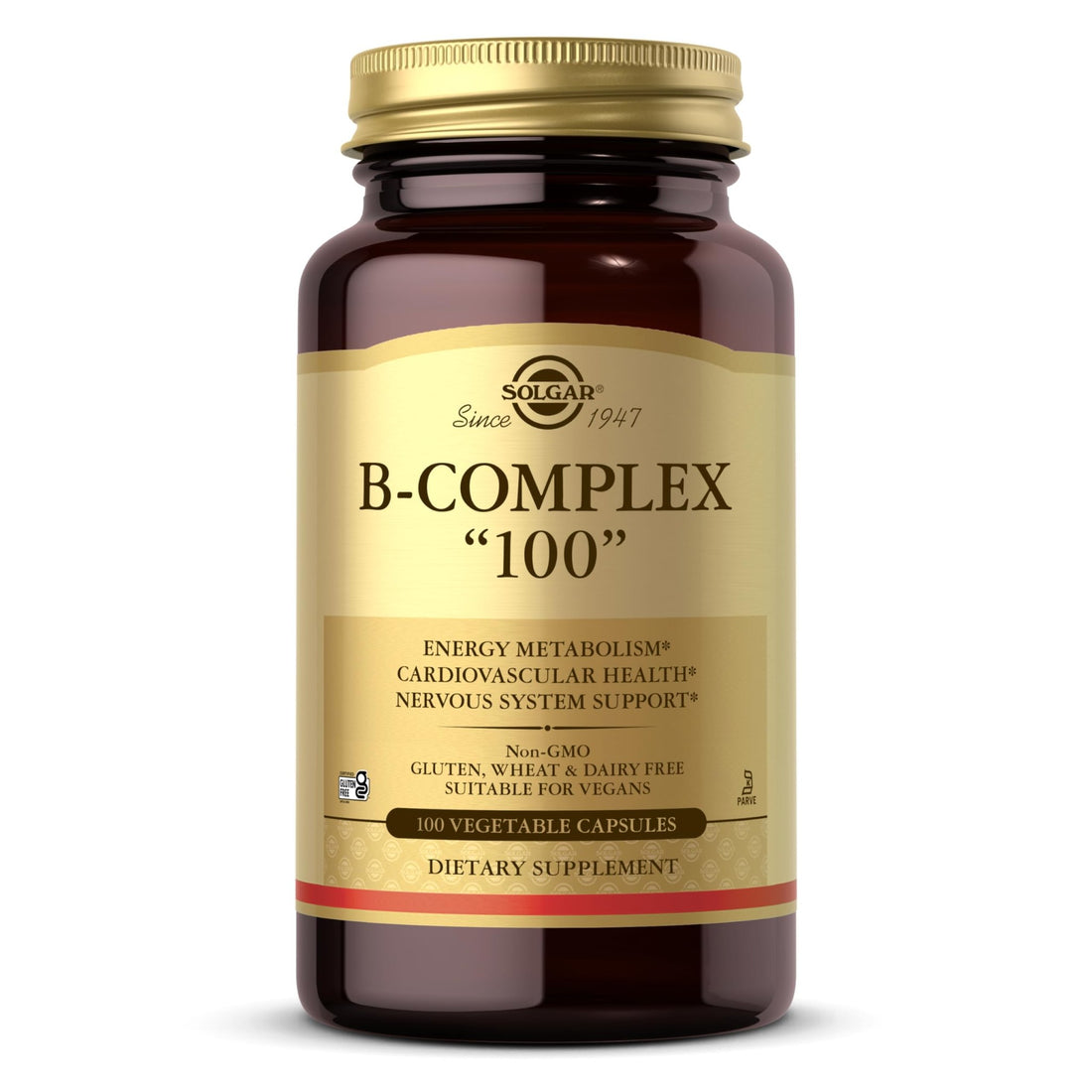 Solgar B-Complex "100", 100 Vegetable Capsules - Nervous System Support - Supports Energy Metabolism - Non-GMO, Vegan, Gluten Free, - PrimeBioHealth - canada supplements