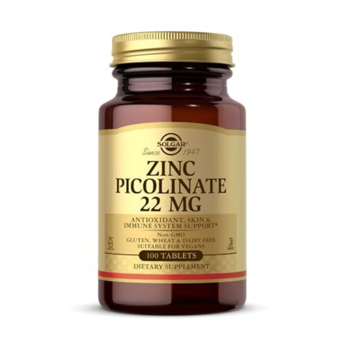 Solgar Zinc Picolinate 22 mg, 100 Tablets - Promotes Healthy Skin - Supports Immune System, Normal Taste & Vision - Antioxidant – Non-GMO, Vegan - PrimeBioHealth - canada supplements