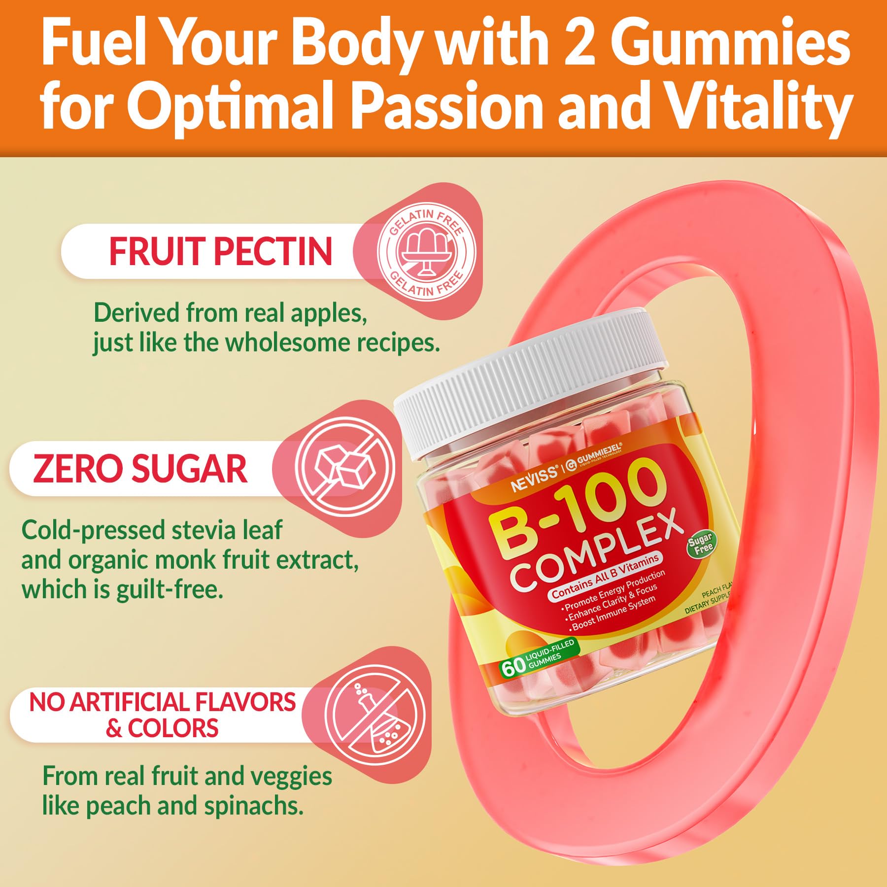 Super Vitamin B Complex Gummies - Methylated B Complex for Women & Men, All B Vitamins, Methyl B12, Methylfolate, Vitamin C, Choline, Inositol, PABA for Energy, Brain & Immune, 0g Sugar, Vegan, 60 Cts - PrimeBioHealth - canada supplements