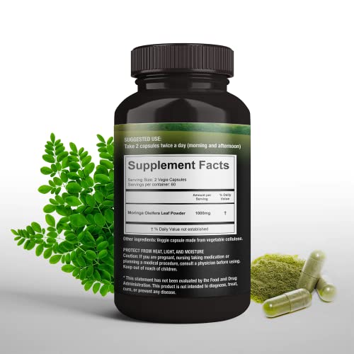SUPREME HERBALS, 100% Raw and Pure Moringa Leaf Powder Capsules. Organic Certified Moringa Leaf. Natural Superfood with Essential Amino Acids - PrimeBioHealth - canada supplements