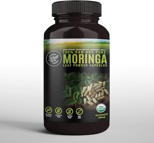 SUPREME HERBALS, 100% Raw and Pure Moringa Leaf Powder Capsules. Organic Certified Moringa Leaf. Natural Superfood with Essential Amino Acids - PrimeBioHealth - canada supplements