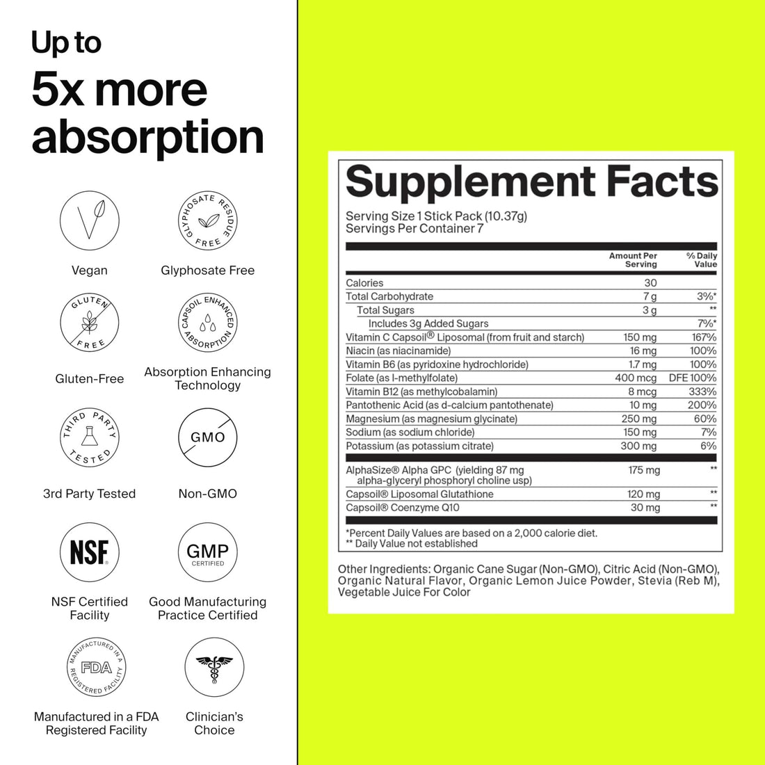 The Absorption Company Electrolyte Powder Packets - Workout Recovery & Hydration Drink Mix with Liposomal Glutathione, Vitamin C & Methylated B Vitamins - PrimeBioHealth - canada supplements