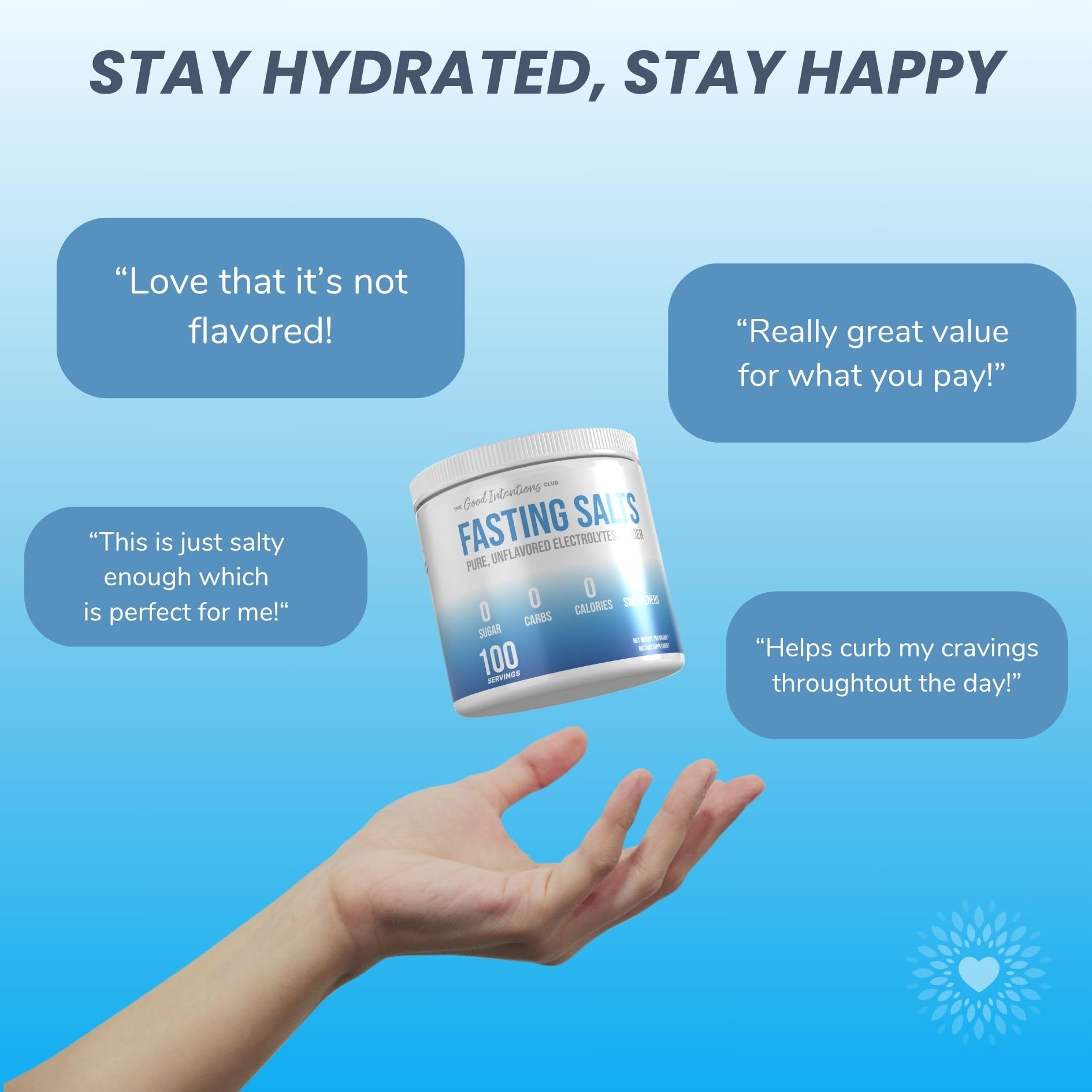 The Good Intentions Club Fasting Electrolytes - Unflavored Electrolyte Powder - 100 Servings - Fasting Salts - Fasting Supplement - Electrolytes for Fasting - PrimeBioHealth - canada supplements