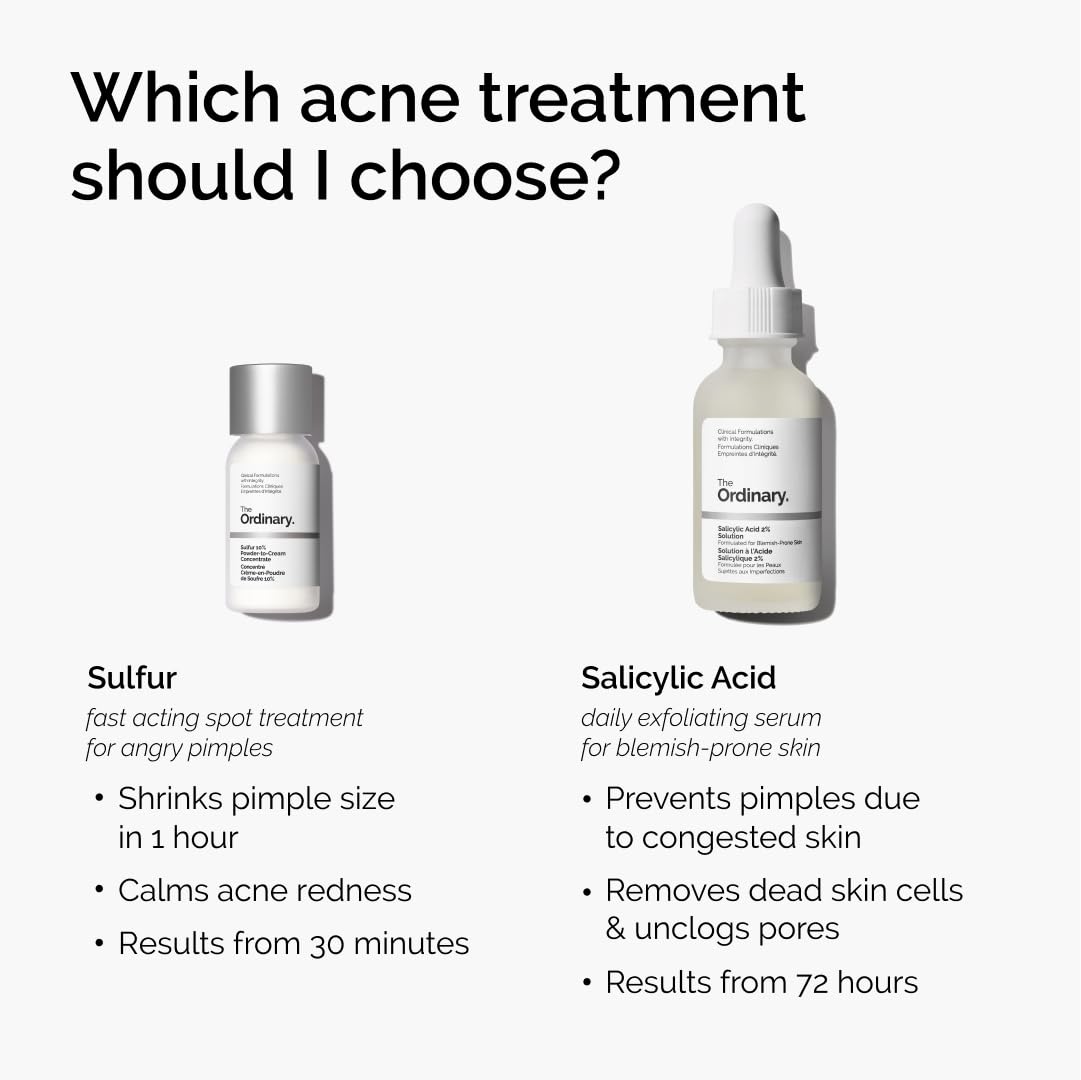 The Ordinary Sulfur 10% Powder-to-Cream Acne Spot Treatment Concentrate, Reduces Pimple Size and Zit Redness, 0.18 Oz - PrimeBioHealth - canada supplements