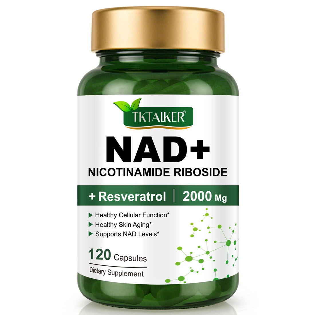 TKTALKER NAD Supplement 2000 Mg - 120 Capsules True NAD & Resveratrol, NMN Alternative Liposomal NAD+ for Women & Men, Support Cellular Health - PrimeBioHealth - canada supplements
