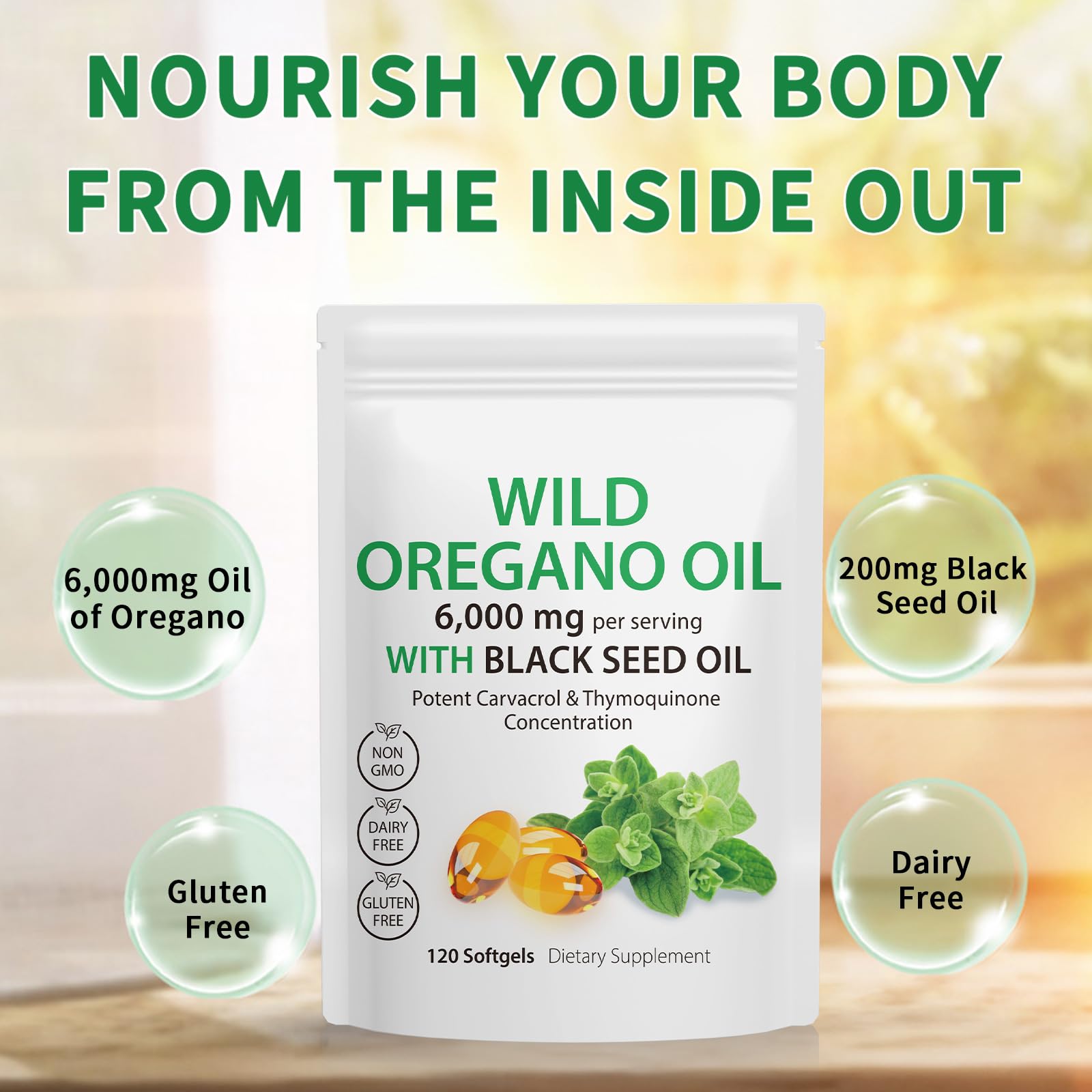 Tooffi Oil of Oregano Softgels,Oregano Oil Capsules Organic,2-in-1 6000mg Oil of Oregano with Black Seed Oil 200mg,Oregano Oil - PrimeBioHealth - canada supplements